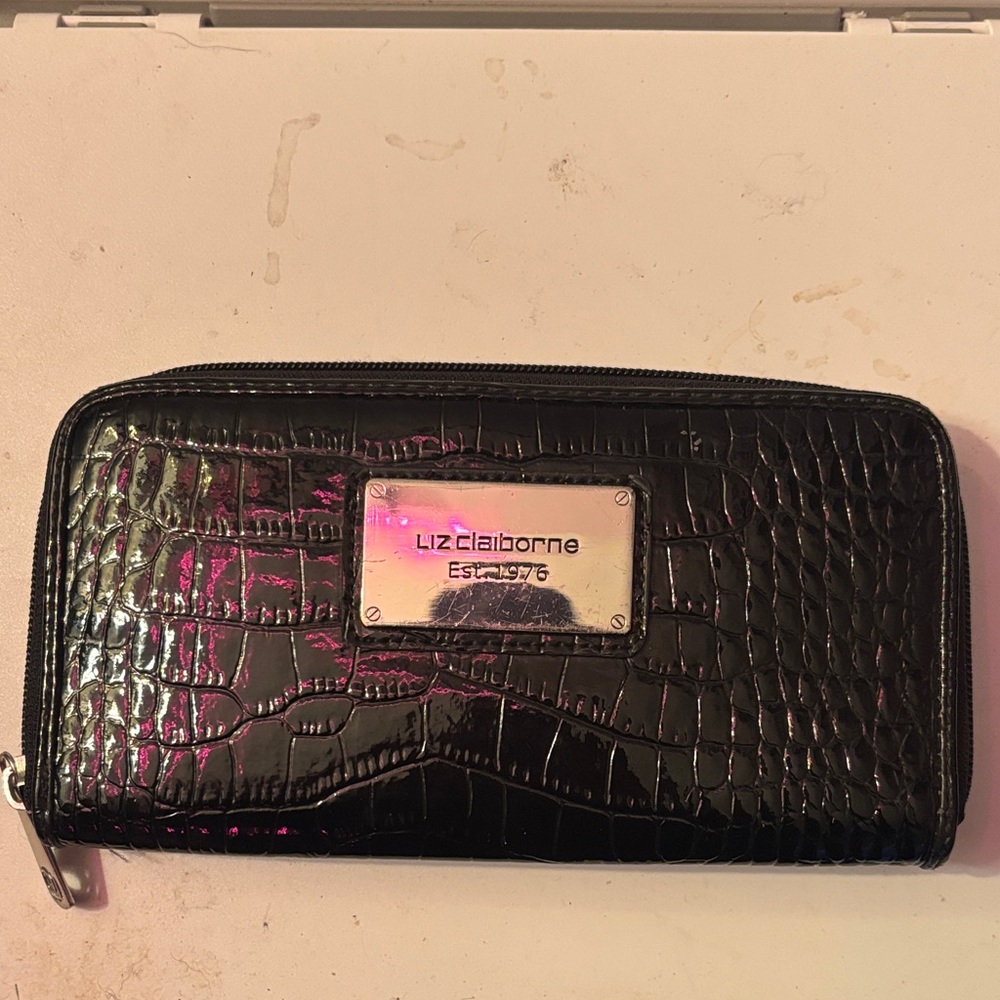 Liz Claiborne Black Croc-Embossed Bag
